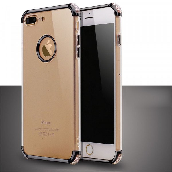 Wholesale iPhone 8 / 7 Metallic Electroplate Style Clear Case (Black)